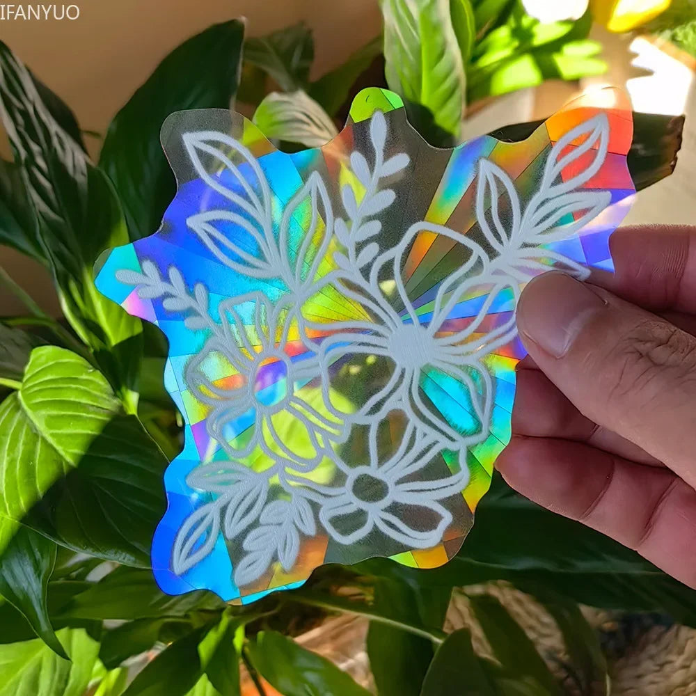 Rynx | PVC Self-Adhesive Glass Window Stickers | Sun Catcher Cat Moth Energy Suncatcher | Rainbow Prisms Sunlight Decals