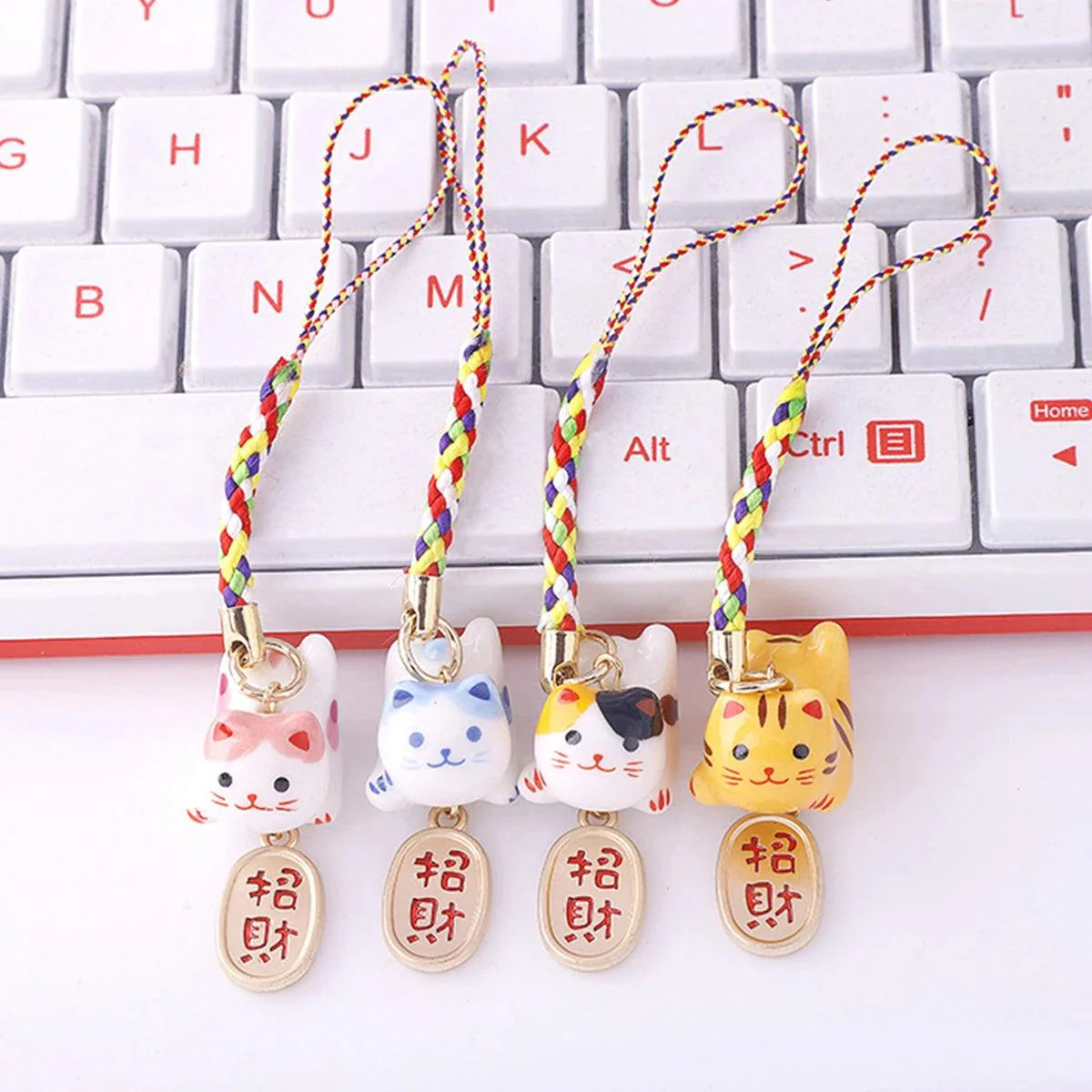 Rynx | Charming anime-inspired lucky cat ceramic beads for creative jewelry projects - 15x21mm porcelain essentials with vertical hole