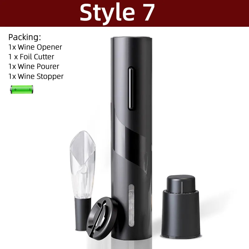 Rynx | Electric Wine Opener - Automatic Corkscrew with Stand Holder, Foil Cutter, and Beer Bottle Opener - Kitchen and Bar Can Opener