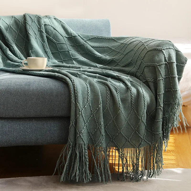 Rynx | purple diamond knit blanket