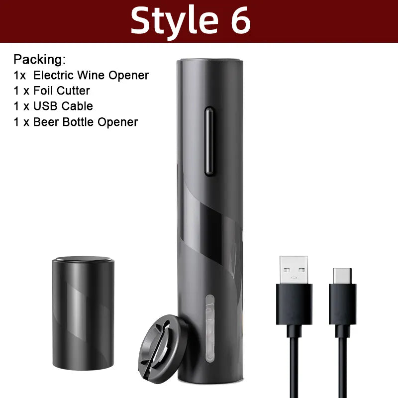 Rynx | Electric Wine Opener - Automatic Corkscrew with Stand Holder, Foil Cutter, and Beer Bottle Opener - Kitchen and Bar Can Opener