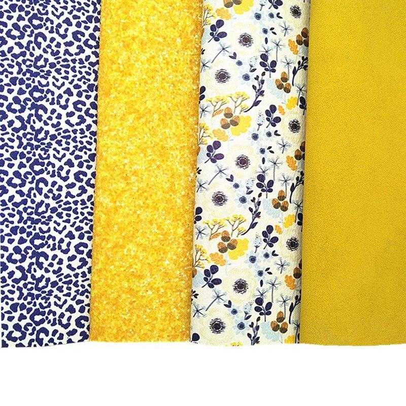 Rynx | Sparkling Yellow Leopard Print Suede Craft Sheets - A Must-Have for Creative Projects