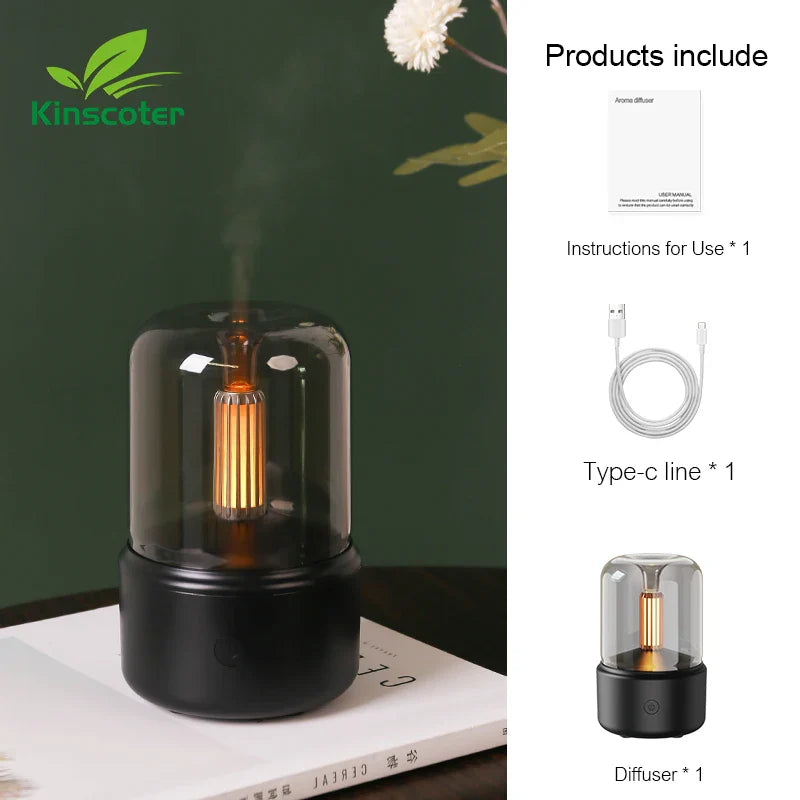 Rynx | KINSCOTER Portable Mini Aroma Diffuser - USB Air Humidifier with Essential Oil, Night Light, and Cold Mist Maker - Ideal for Home Gift