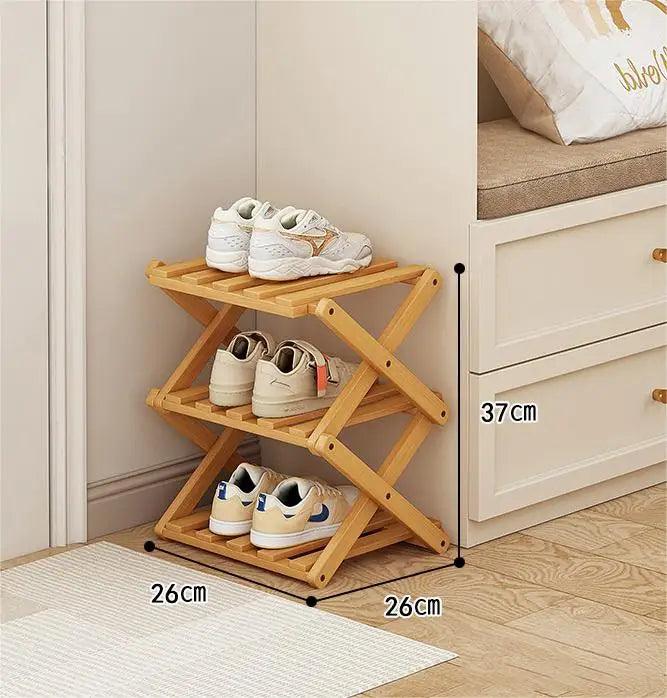Rynx | Elegant expandable shoe rack made of bamboo with customizable shelf options