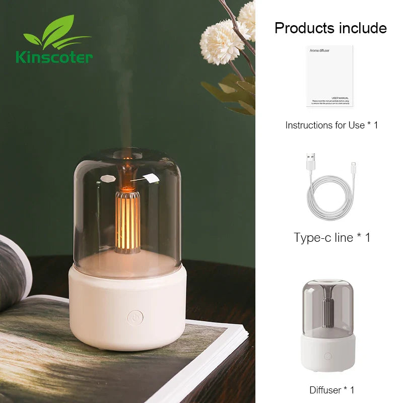 Rynx | KINSCOTER Portable Mini Aroma Diffuser - USB Air Humidifier with Essential Oil, Night Light, and Cold Mist Maker - Ideal for Home Gift