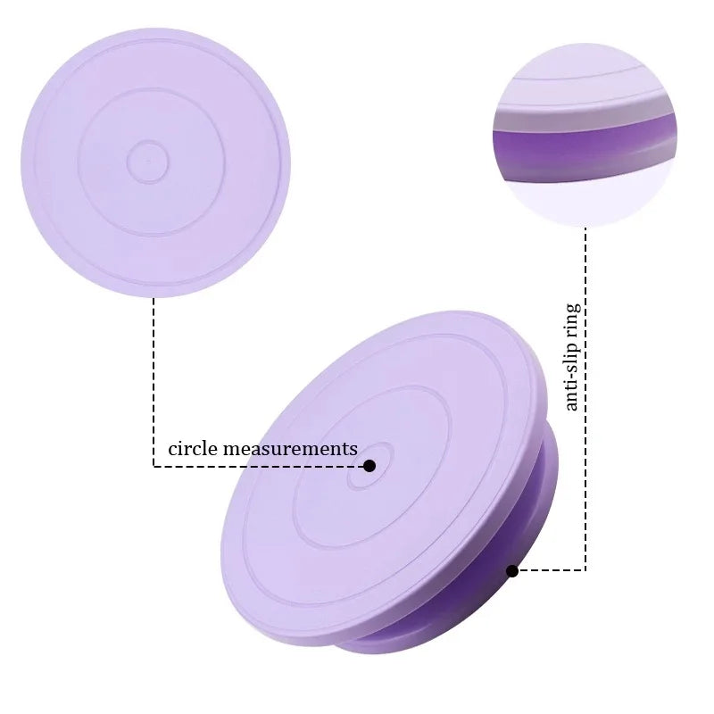 Rynx | Plastic Cake Turntable: Rotating Stable Stand for Baking Decoration - DIY Mold, Anti-Skid Round Cake Table