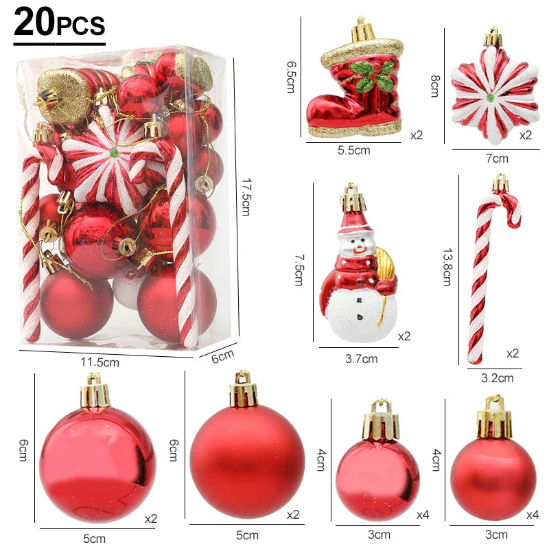 Rynx Christmas Tree Ornaments Red Candy Cane Hanging Decoration Large Pendants Set Christmas Decorations For Home 2024 Natal Navidad New Year