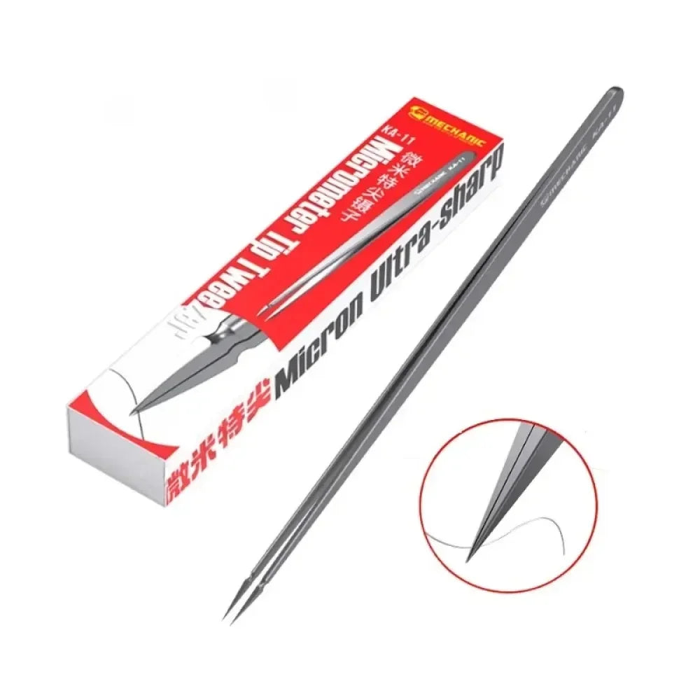 Rynx | MECHANIC KA-11 Precision Micrometer Tweezers - Special Pointed, Non-Magnetic and Anti-Adsorption for Electronic Components and Flying Wire