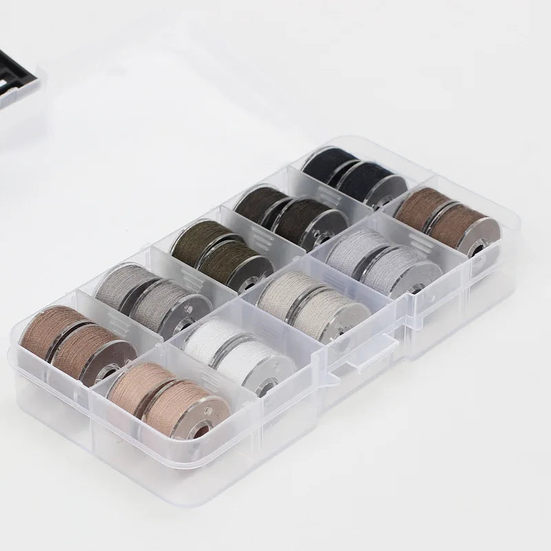 Rynx | 25/20 Colors Set Bobbin Thread Polyester Spools - Sewing Machine Bobbins with Storage Box for Embroidery and Sewing Accessories