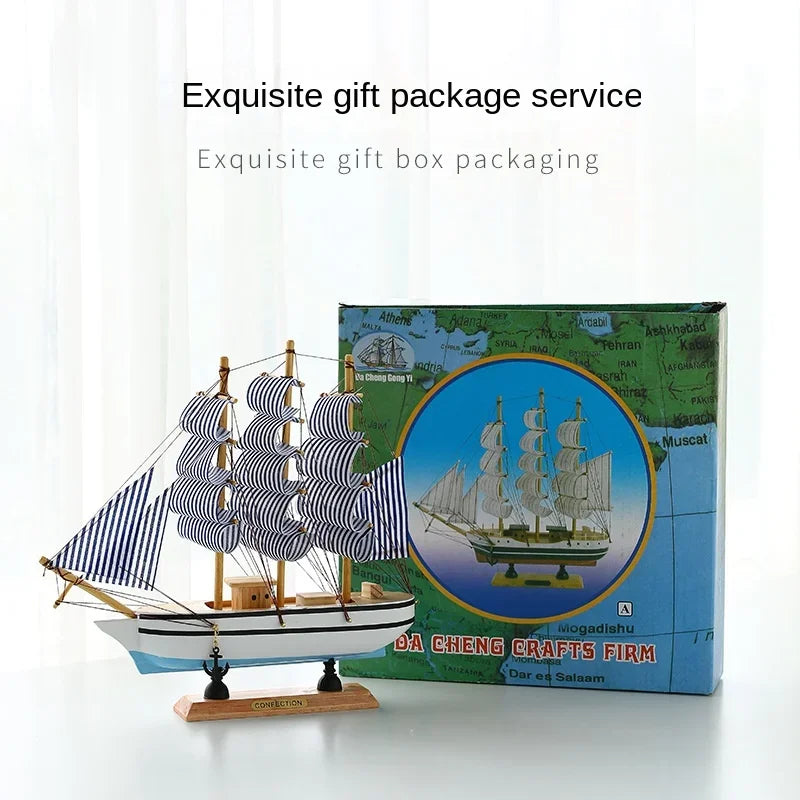 RYNX | New Wooden Sailing Boat Model Office Living Room Decoration Craft Nautical Decoration Creative Model Home Decor Birthday Gift