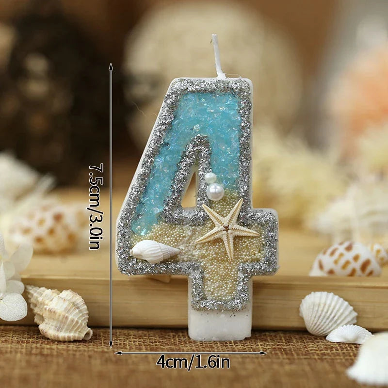 Rynx | Crown Number Candles for Birthdays – Digital 0-9 Cake Decoration with Ocean Starfish and Seashells Cake Topper for Anniversary and Special Days