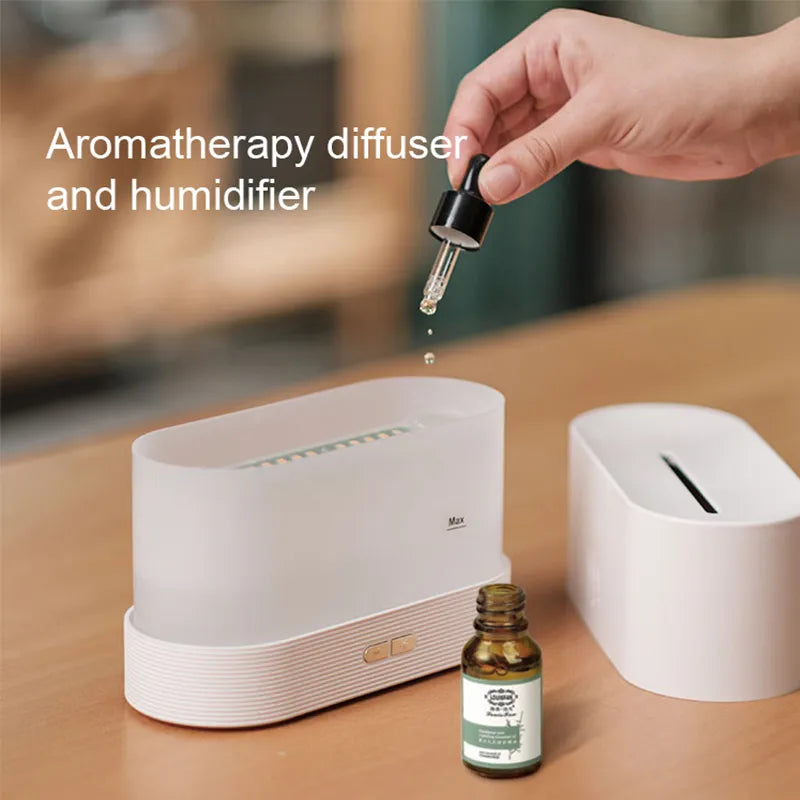 Rynx | Kinscoter Ultrasonic Cool Mist Maker - Aroma Diffuser Air Humidifier with LED Essential Oil Flame Lamp - Difusor Fogger