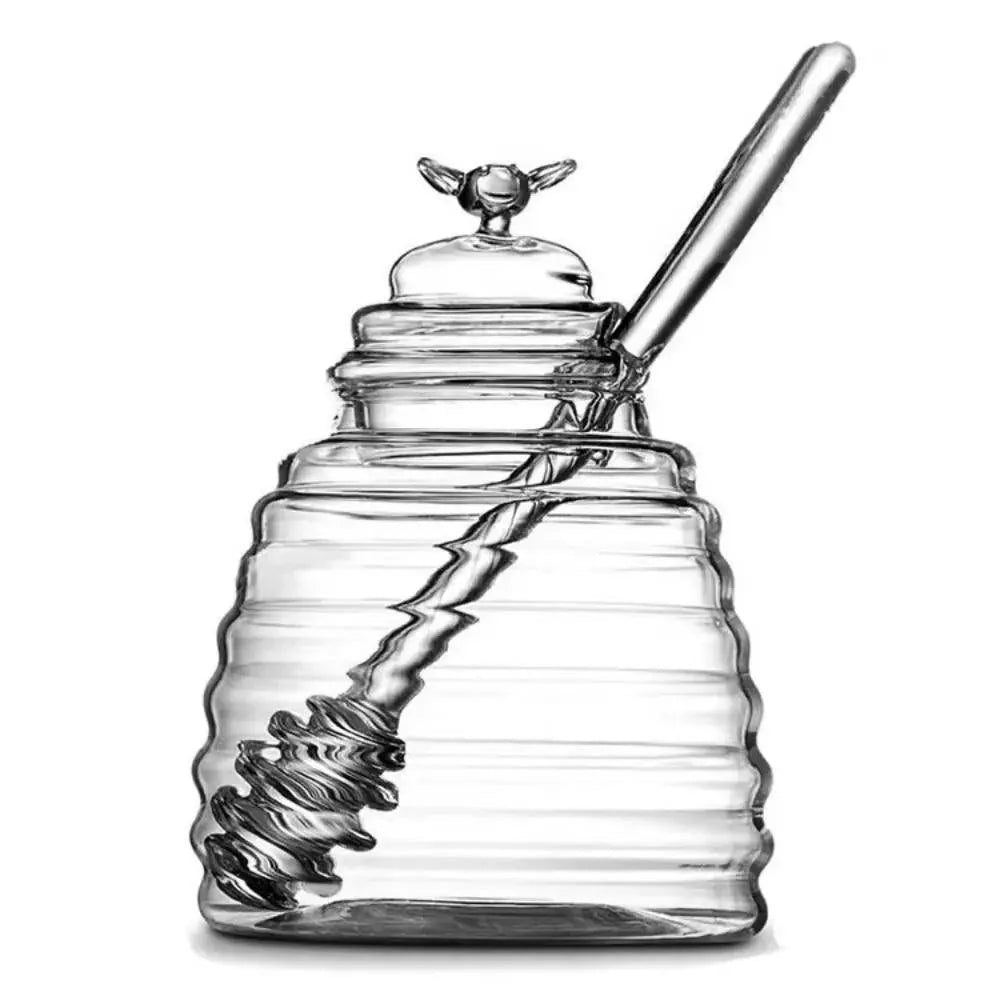 Rynx | Elegant 15oz Glass Honey Dispenser with Dipper and Airtight Lid