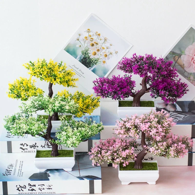 Rynx Artificial Plants Bonsai Small Tree Pot Fake Plant Flowers Potted Plants Ornaments For Home Room Table Decoration Hotel Garden Decor