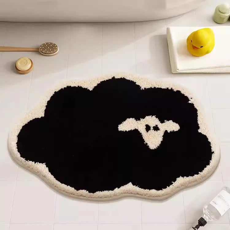Rynx | Tufting Black White Clouds Bathroom Mat Bath Mat Carpet Floor Mat Non-Slip Pad Aesthetic Home Decor 40x60cm