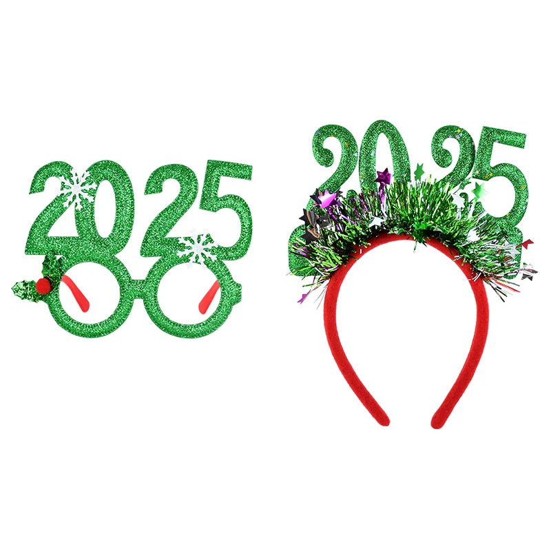 Rynx Christmas Photo Props Glasses Frames Headband Kids Adults New Year's Headwear Christmas Party Decoration Navidad Gift