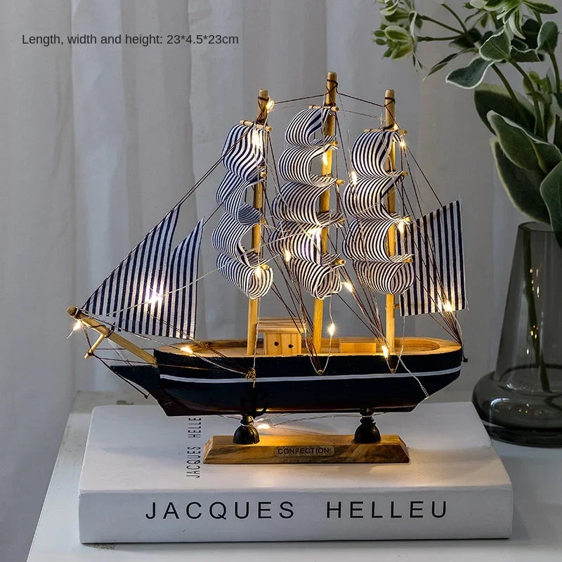 RYNX | New Wooden Sailing Boat Model Office Living Room Decoration Craft Nautical Decoration Creative Model Home Decor Birthday Gift