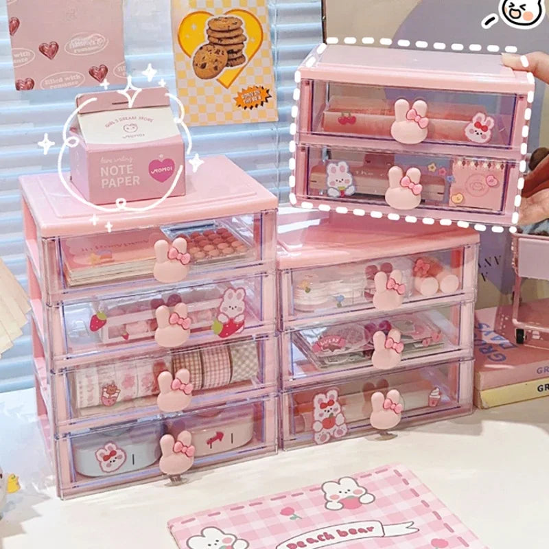 Rynx | Desk Storage Box Organizer Student Drawer Box Pen Holder Cute Office Kids Hair Accessories Stationery Rack Organizer Box