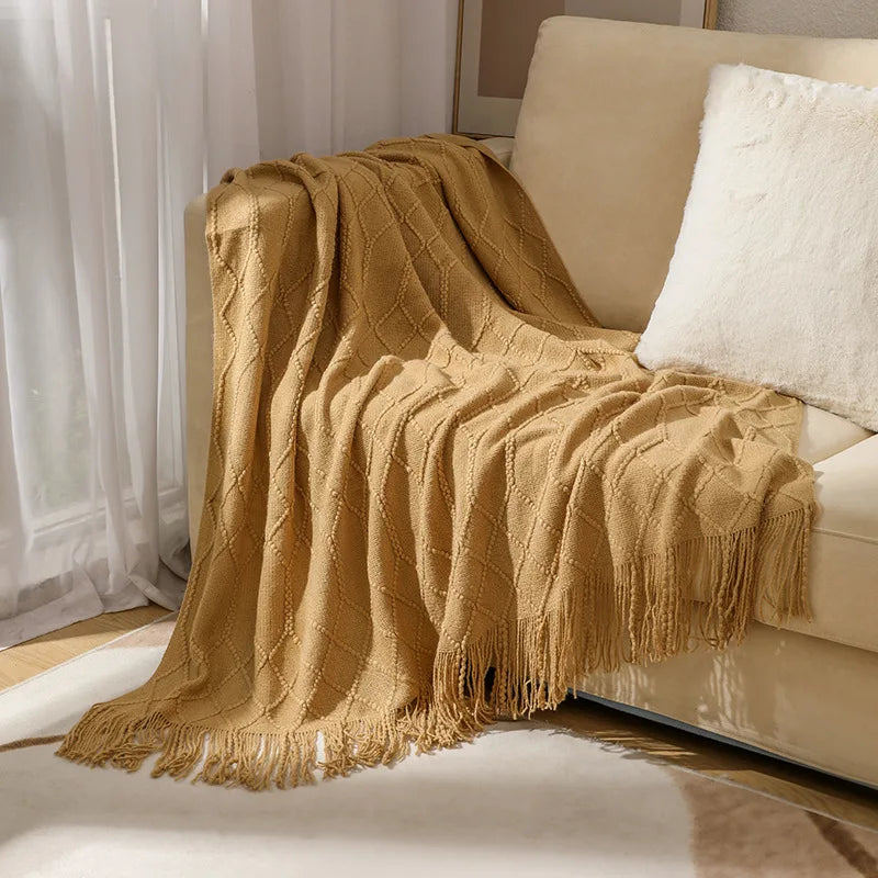 Rynx | purple diamond knit blanket