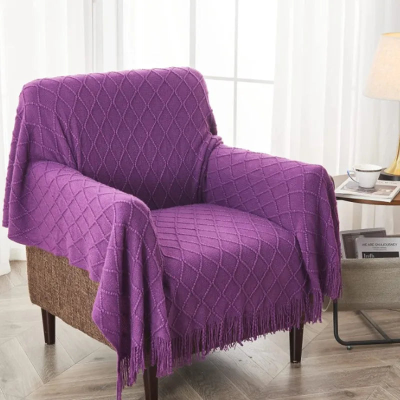 Rynx | purple diamond knit blanket