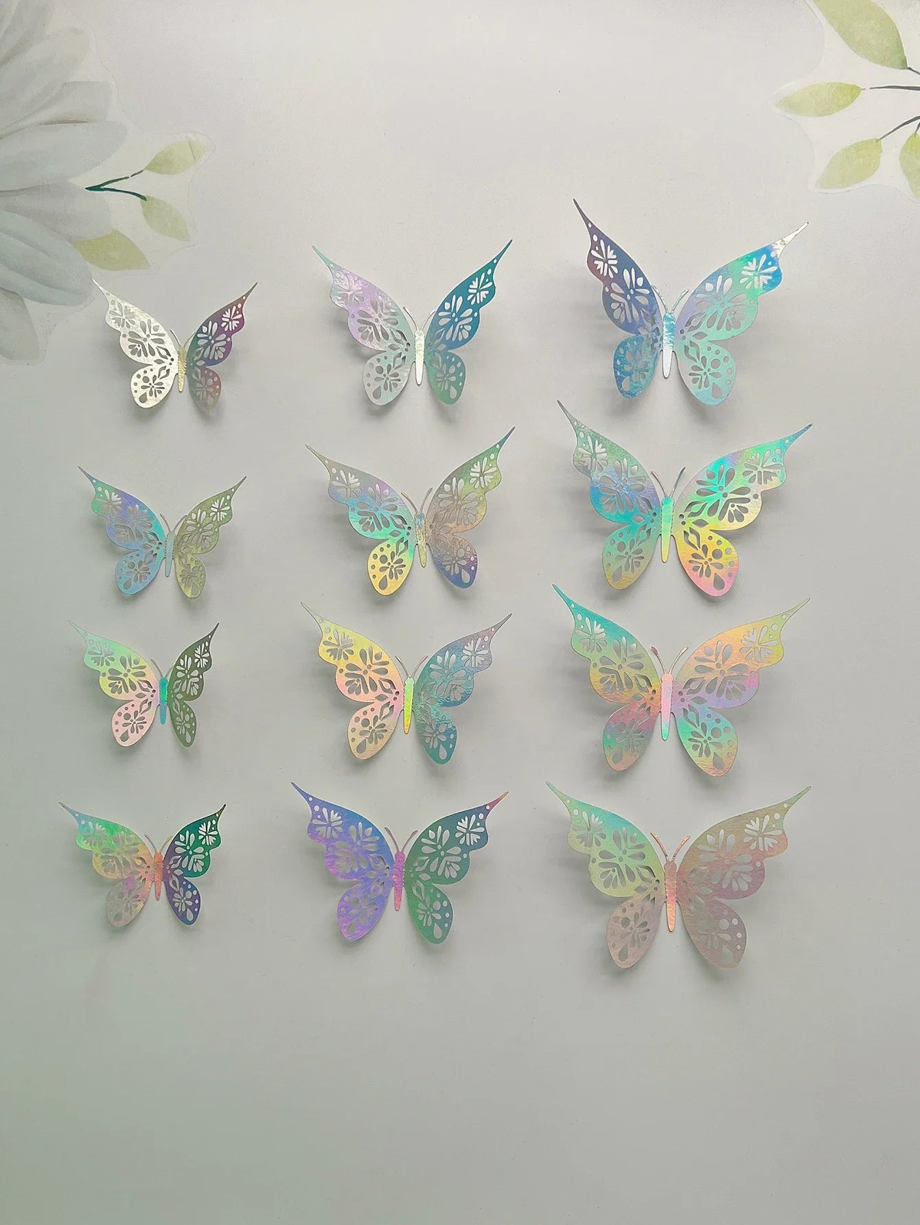 Rynx | 12 Pieces 3D Hollow Butterfly Wall Sticker - Bedroom Living Room Home Decoration Paper Butterflies