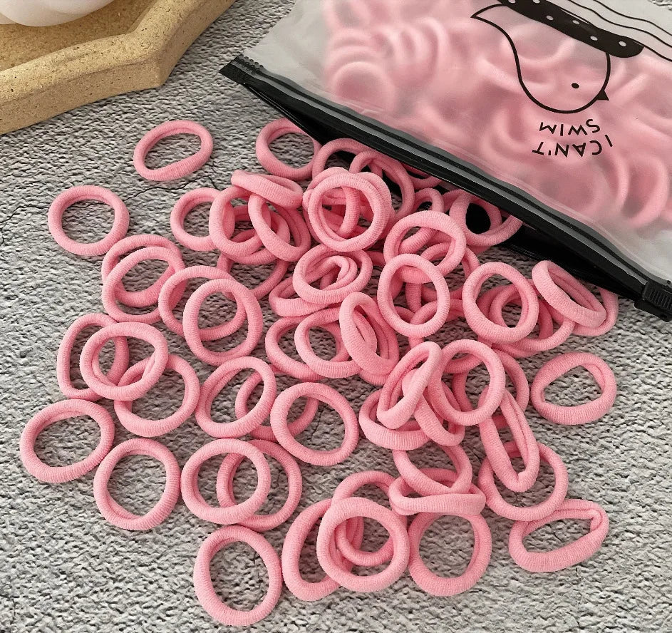 Rynx | 50/100pcs Colored Hair Ties for Kids: Elastic Hair Ties