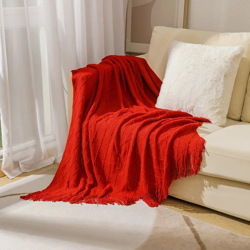 Rynx | purple diamond knit blanket