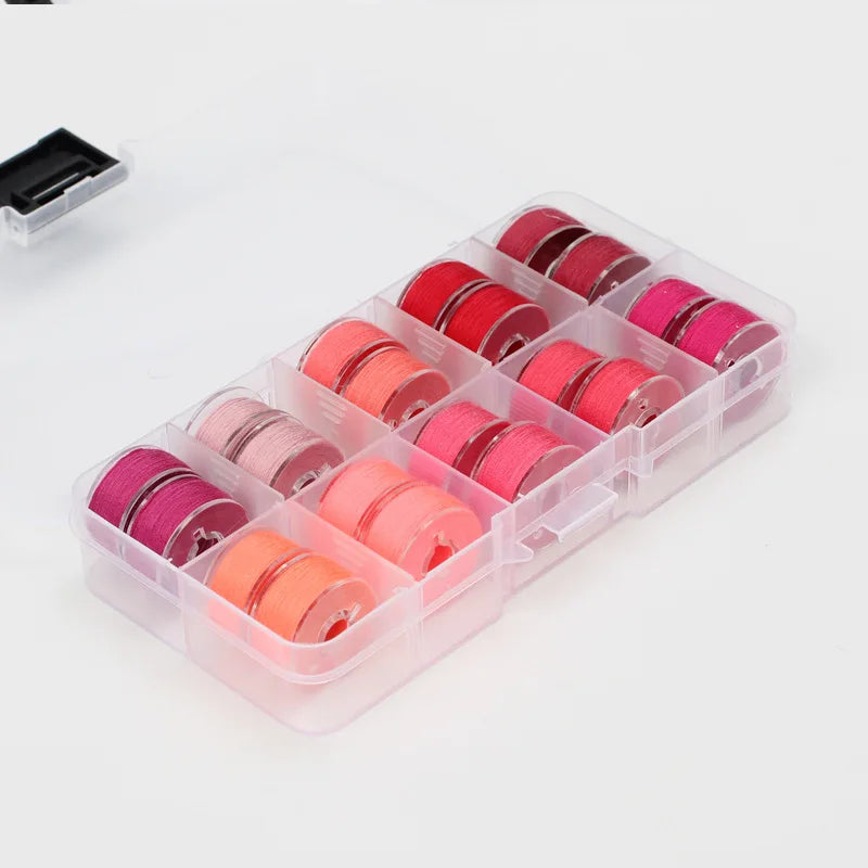 Rynx | 25/20 Colors Set Bobbin Thread Polyester Spools - Sewing Machine Bobbins with Storage Box for Embroidery and Sewing Accessories