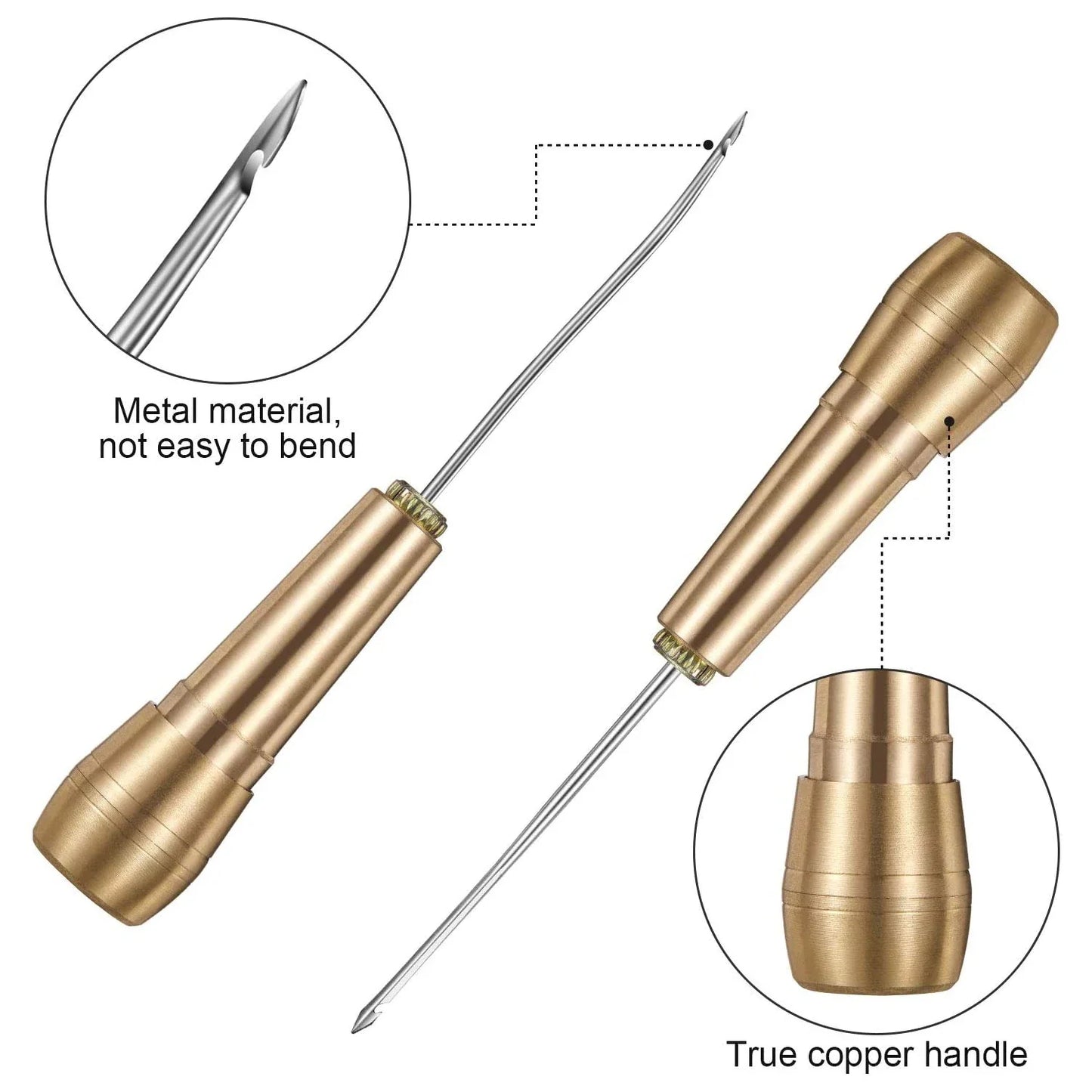 Rynx | 9 Piece Leather Sewing Kit - Includes Copper Handle Awl and Needle Set, Ideal for Repairing Leather, Canvas, Tents, and Shoes