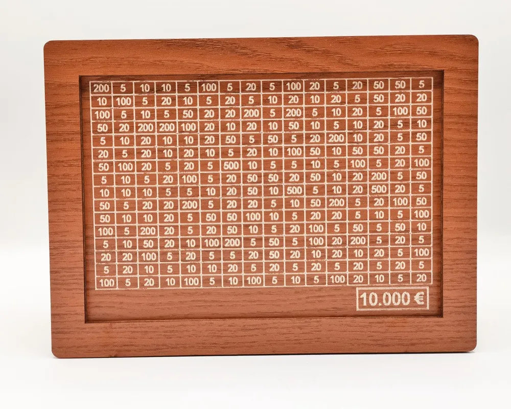 Rynx | Euro Money Box Wooden Piggy Bank - Available in 1000/2000/3000/5000/10000, Reusable with Saving Goal and Number Boxes
