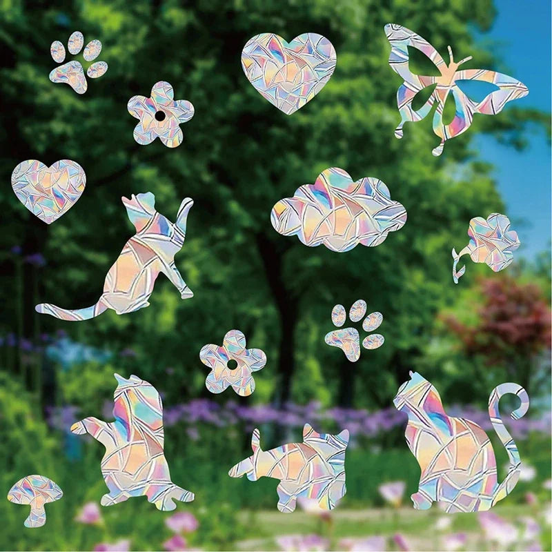 Rynx | PVC Rainbow Suncatcher Window Stickers | Cat Butterfly Prism Glass Wall Decal | Home Kids Bedroom Decoration
