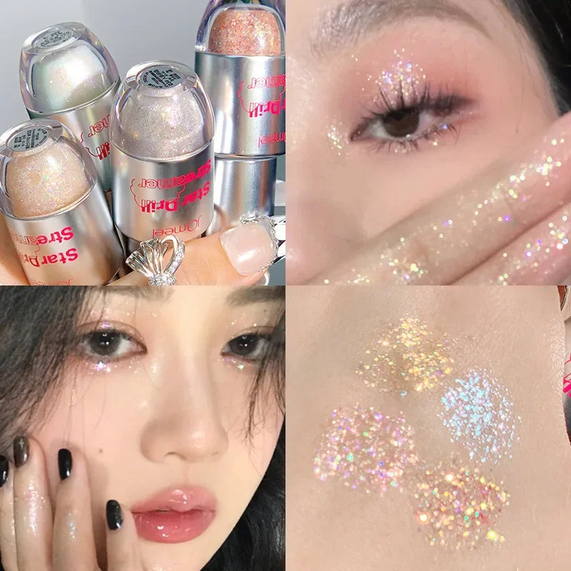 Rynx | 4pcs/1pcs Flüssiger Lidschatten Perlen Glitzer Lang anhaltend Wasserdicht Flüssiger Lidschatten Schnelltrocknender Glitzer Schimmer Augen Make-up