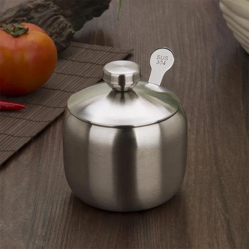 Rynx | Elegant stainless steel spice storage and dispensing set with spoon