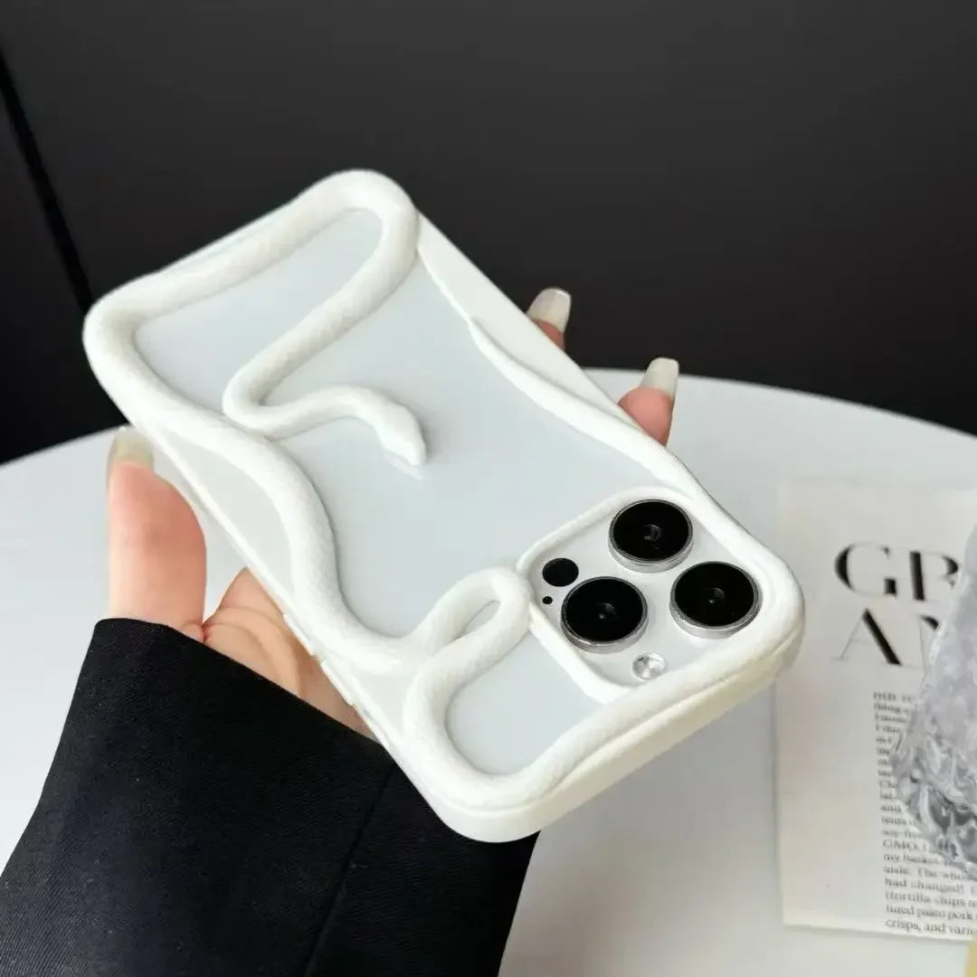 Rynx | Plating Weicher Gummi Rahmen Hohler Schlange Handyhülle Für iPhone 11 12 13 14 15 16 Pro Max Objektivschutz Unregelmäßige Stoßfeste Hülle