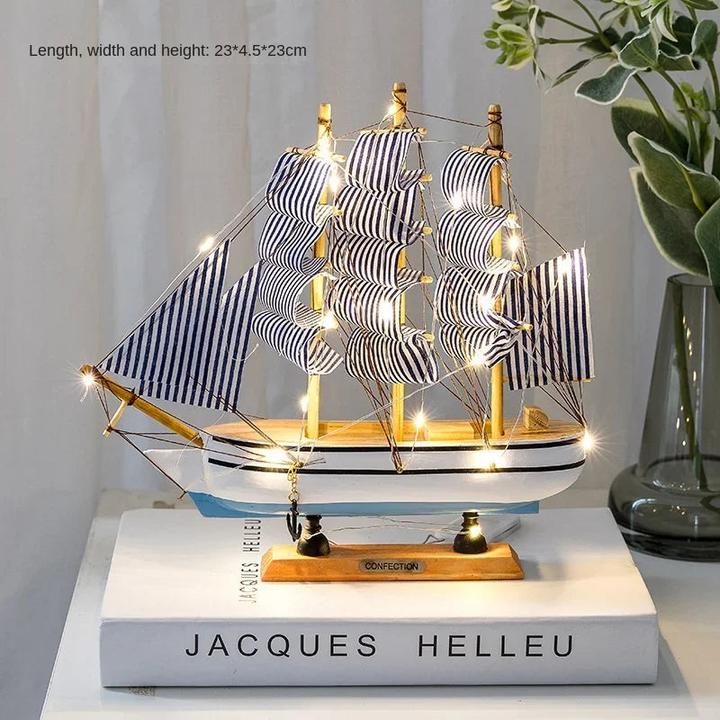RYNX | New Wooden Sailing Boat Model Office Living Room Decoration Craft Nautical Decoration Creative Model Home Decor Birthday Gift