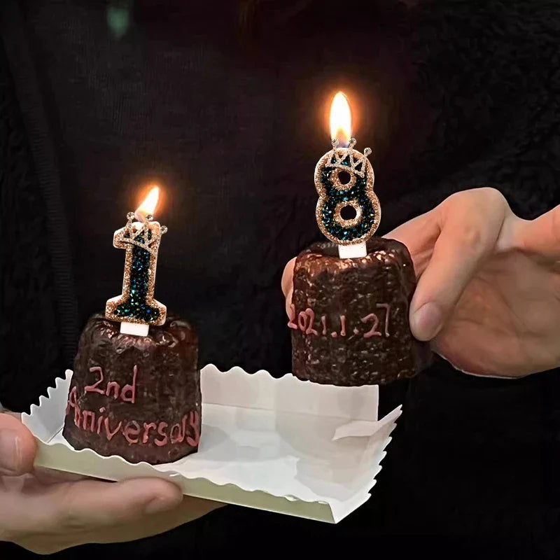 Rynx | Crown Number Candles for Birthdays – Digital 0-9 Cake Decoration with Ocean Starfish and Seashells Cake Topper for Anniversary and Special Days