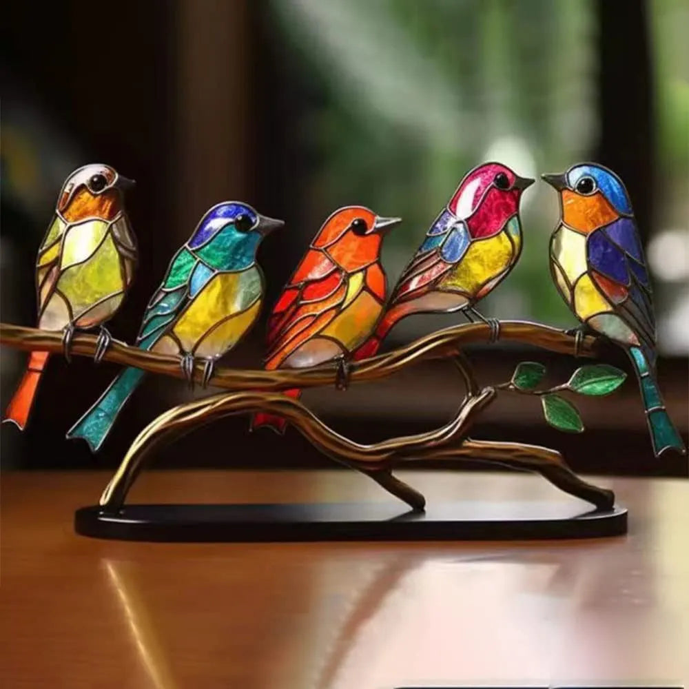 Rynx | ElegantAviary | Colorful Birds on Branch Desk Ornaments