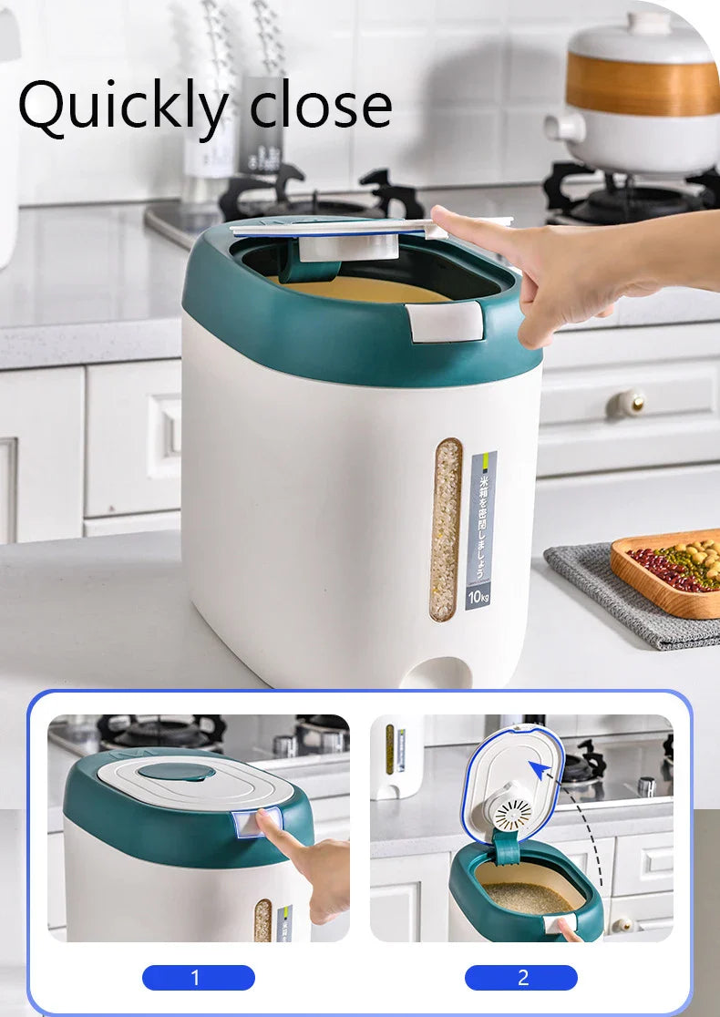 Rynx | XIAOGUI 5KG/10KG Rice Dispenser - Kitchen Organizer & Storage Container, Cereal Jar for Home, Food Storage Box
