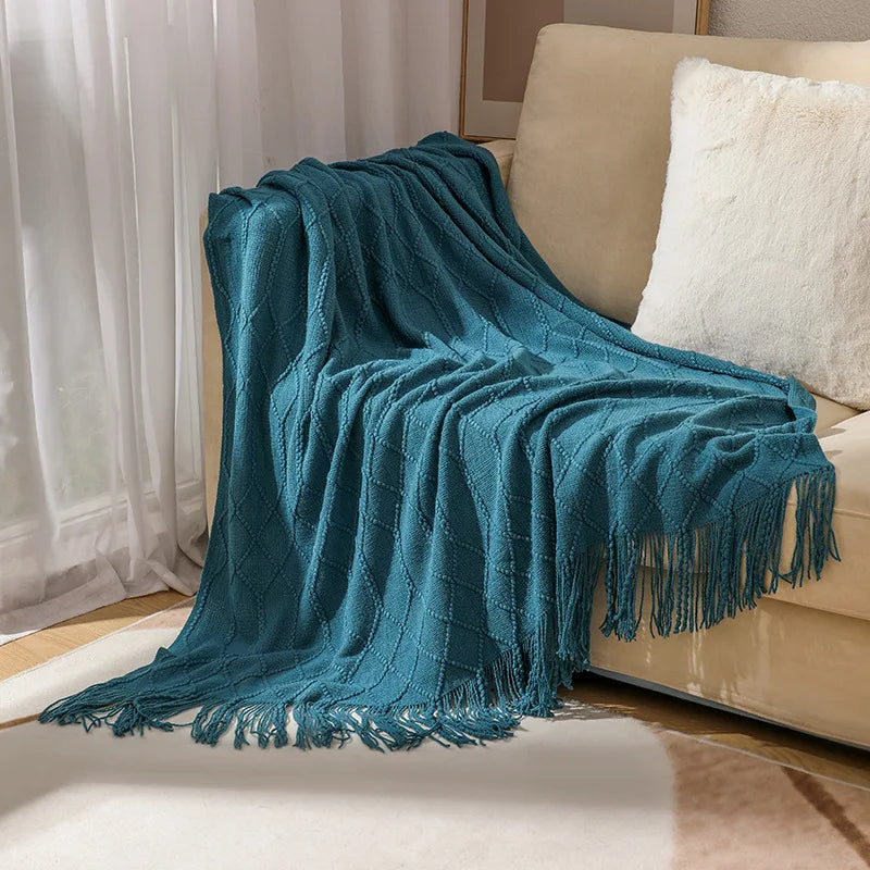 Rynx | purple diamond knit blanket