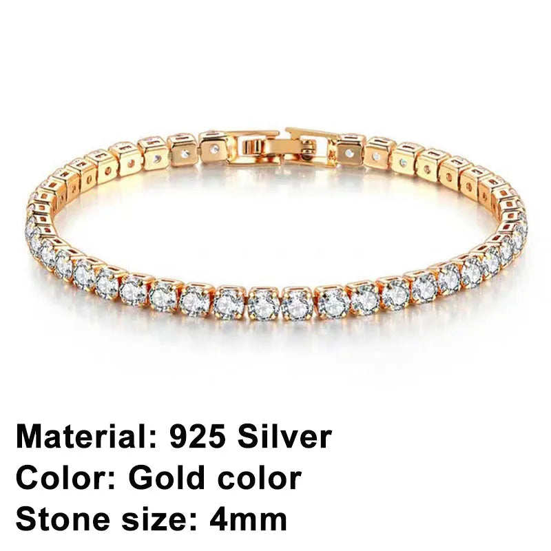 RYNX | Tennis Bracelet – Shine With Attitude: Elegance In Sterling Silver And Hip-Hop Flair! 4 mm large gold-colored bracelet