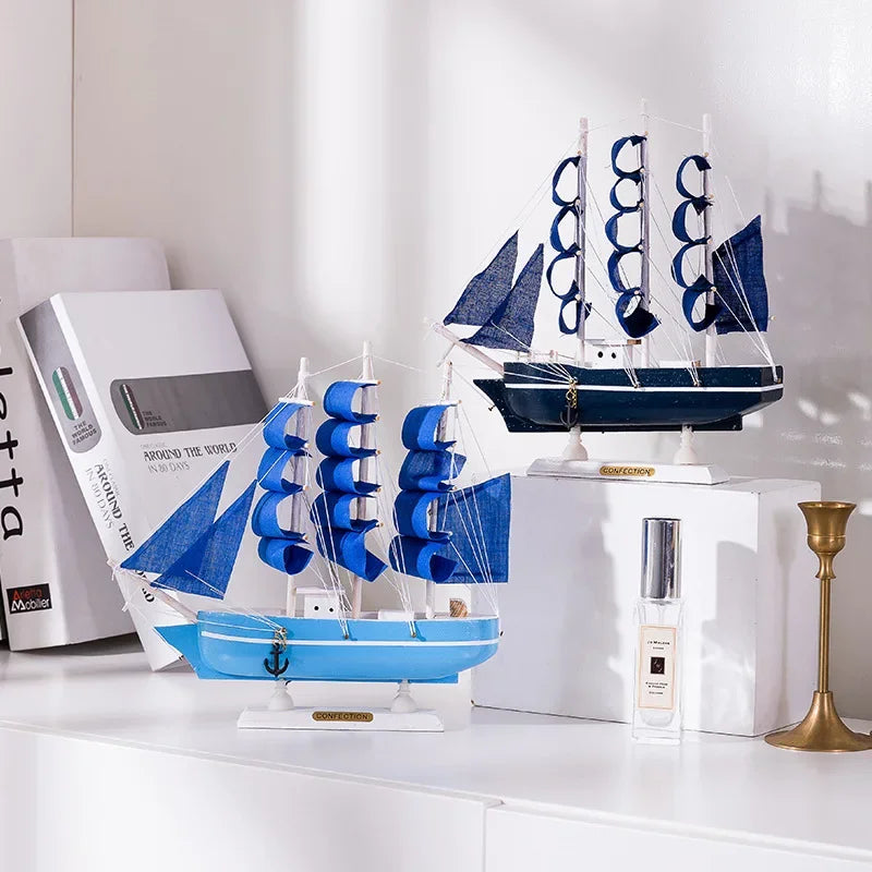 RYNX | New Wooden Sailing Boat Model Office Living Room Decoration Craft Nautical Decoration Creative Model Home Decor Birthday Gift