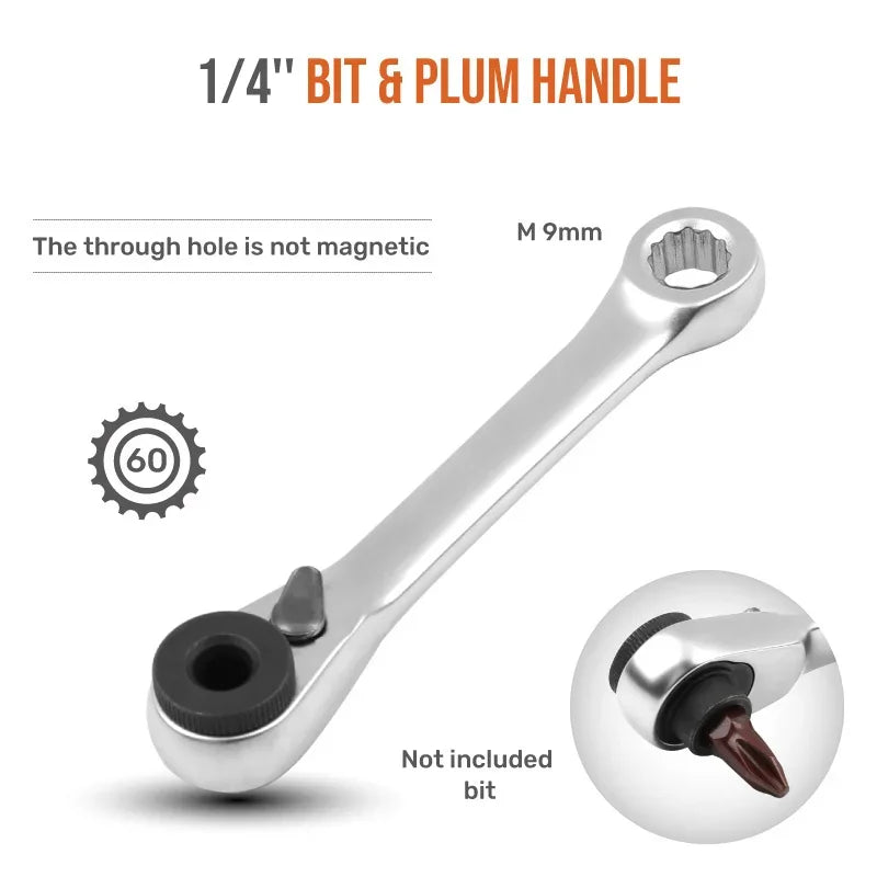 Rynx | Mini Treble 1/4 Ratchet Wrench Set | Double-Ended Quick Socket Screwdriver Hex Torque Wrenches Spanner