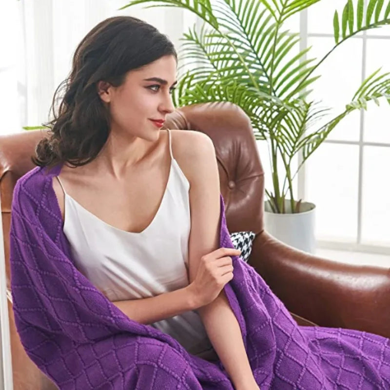Rynx | purple diamond knit blanket