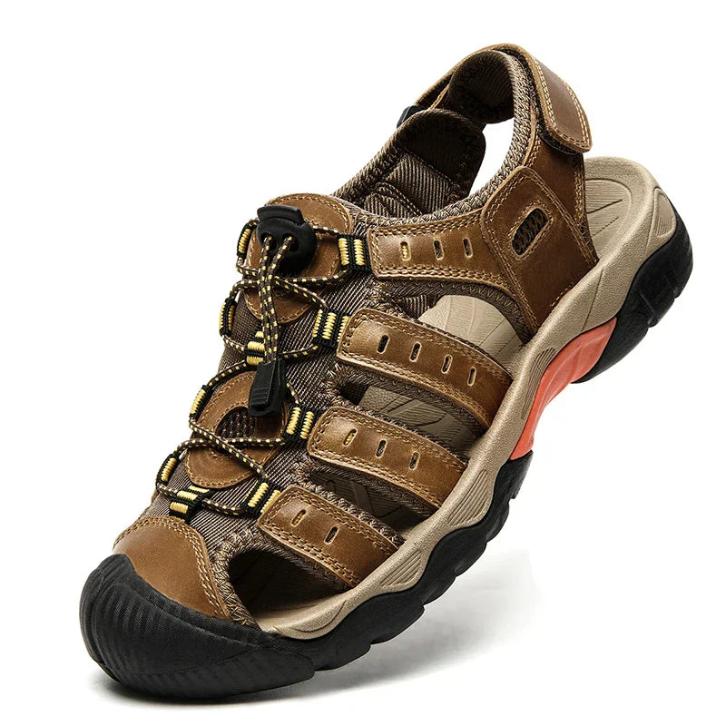 Rynx | Summer Men's Outdoor Sandals Beach Shoes Genuine Leather Trekking Hiking