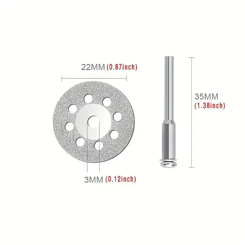 Rynx | Diamond Cut Off Rotary Tool Discs: 10Pcs 16-30mm Mini Sharp with Hole for Dremel - DIY Accessories with 2Pcs Rod