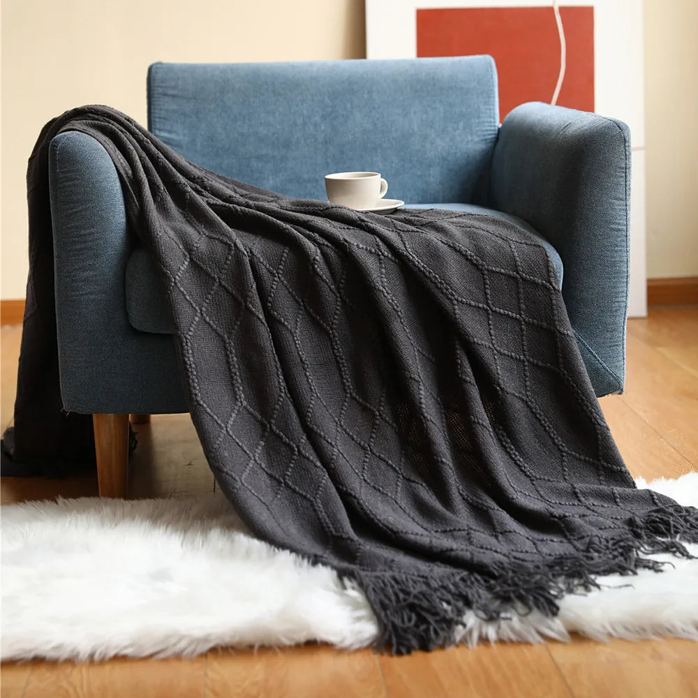 Rynx | purple diamond knit blanket