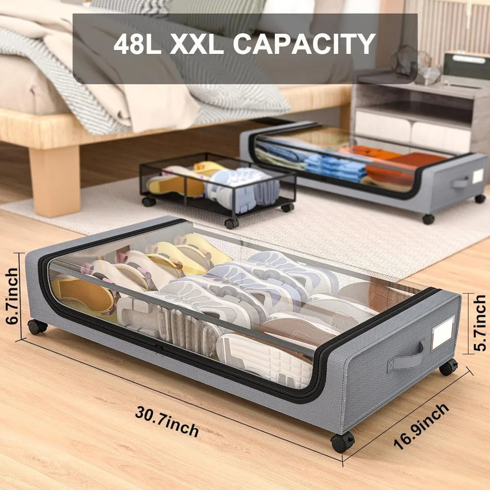 Rynx | Underbed Storage Stackable Wheeled Box Organizer