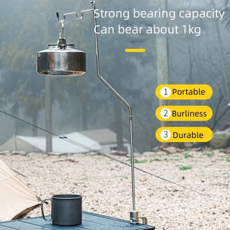 Rynx | Multi-Functional Stainless Steel Camping Gear Organizer with Built-In Light Stand and Storage Solutions