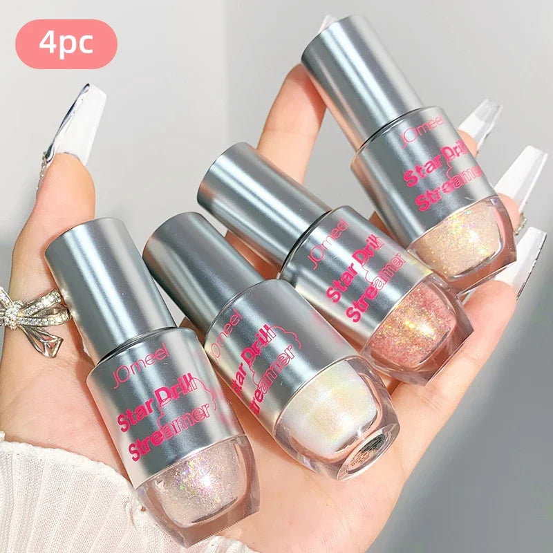 Rynx | 4pcs/1pcs Flüssiger Lidschatten Perlen Glitzer Lang anhaltend Wasserdicht Flüssiger Lidschatten Schnelltrocknender Glitzer Schimmer Augen Make-up