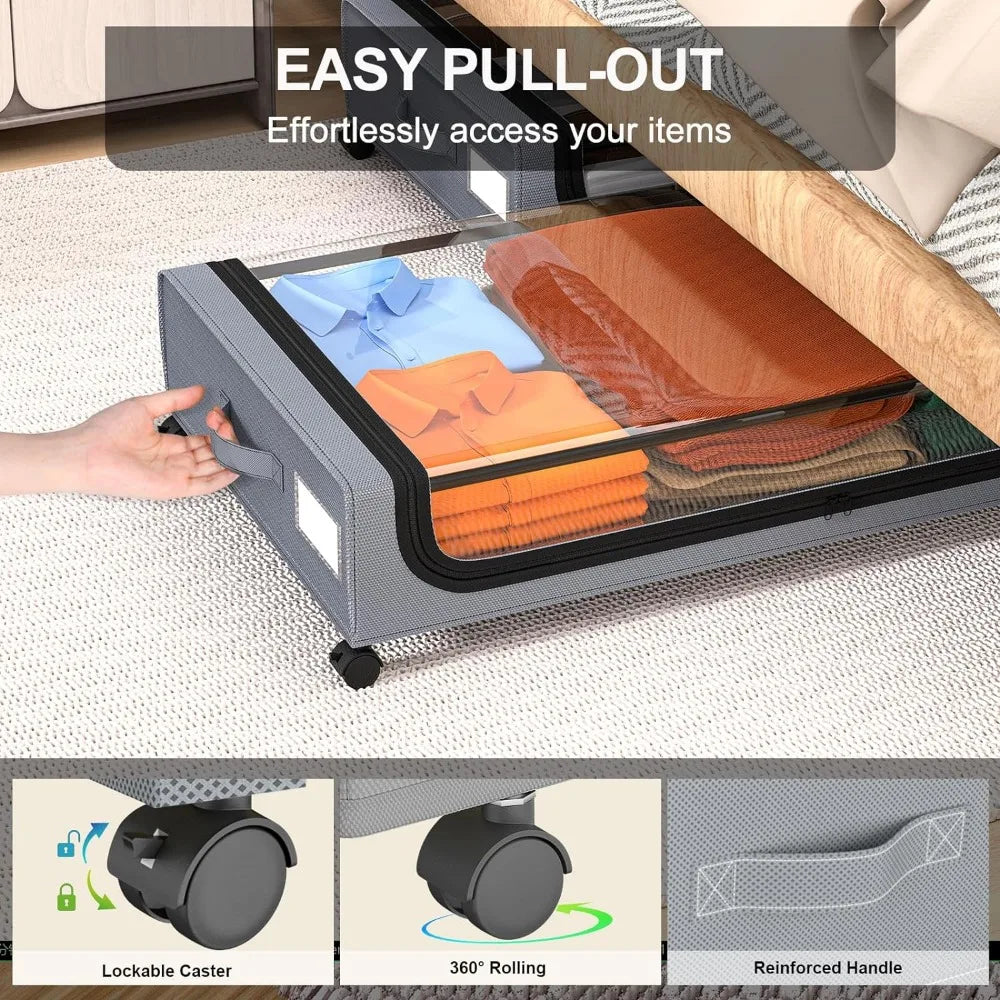 Rynx | Underbed Storage Stackable Wheeled Box Organizer